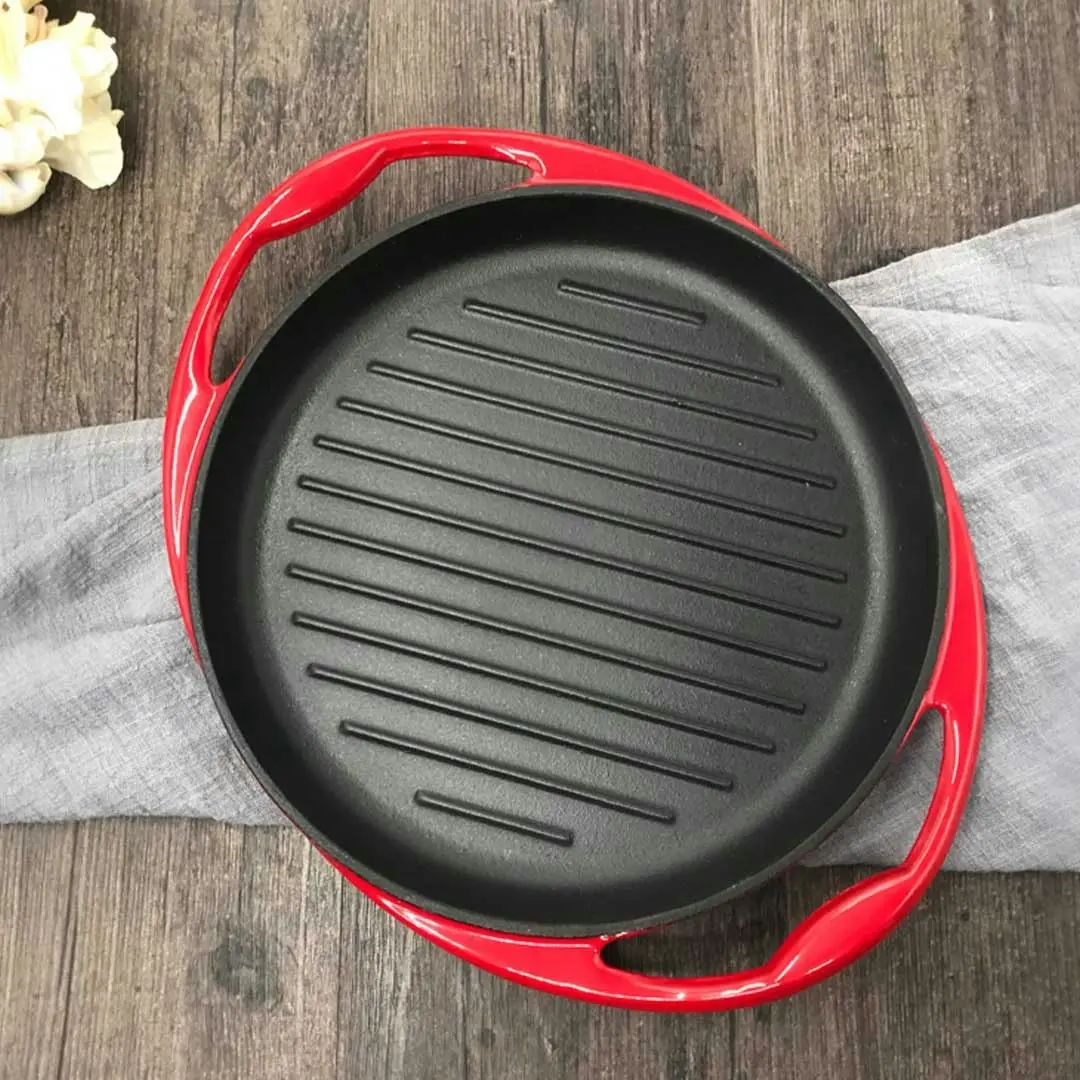 Soga Enamel Porcelain Cast Iron Frying Pan Skillet Non-stick Coating Steak Sizzle Platter 26cm