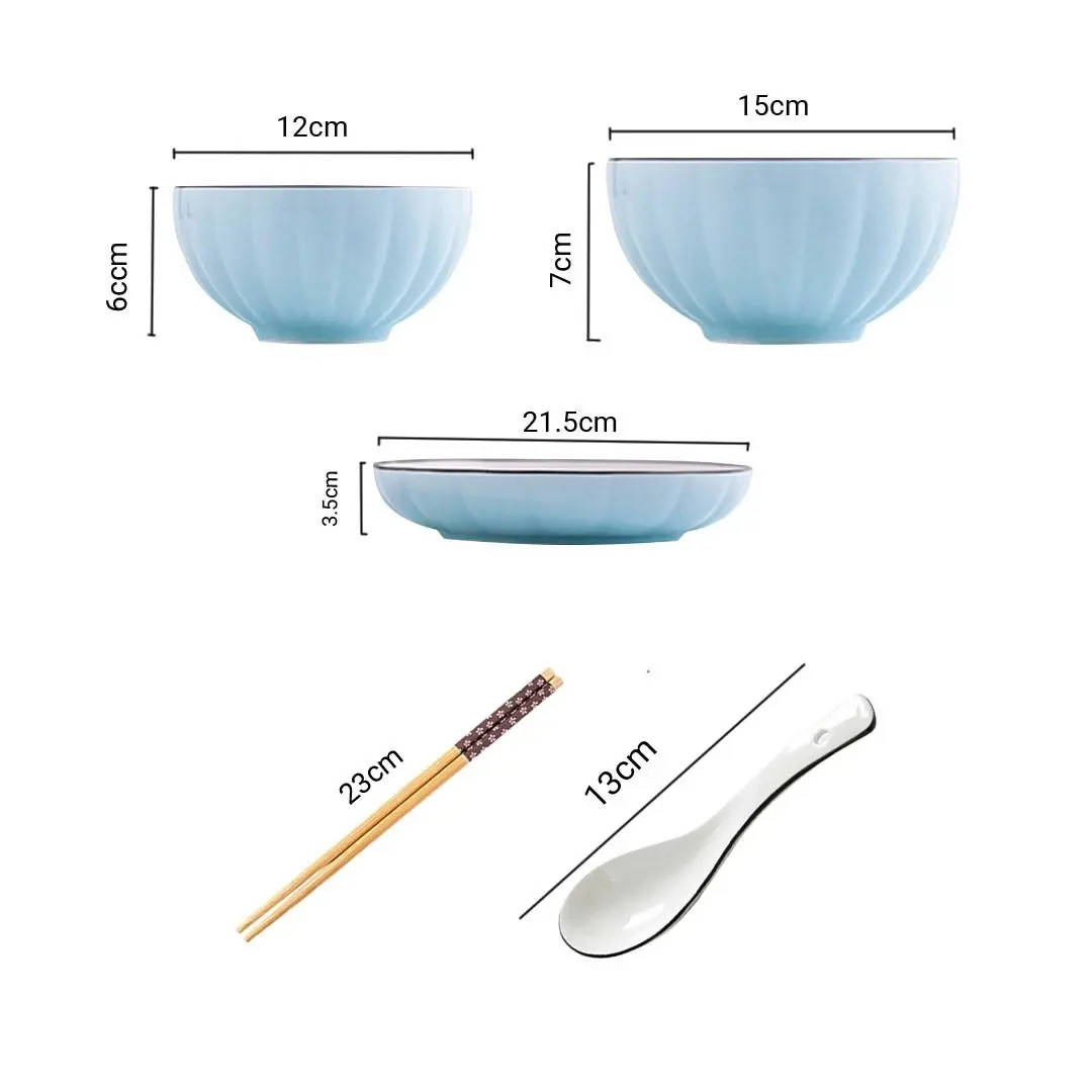 Soga Blue Japanese Style Ceramic Dinnerware Crockery Soup Bowl Plate Server Kitchen Home Decor Set of 6