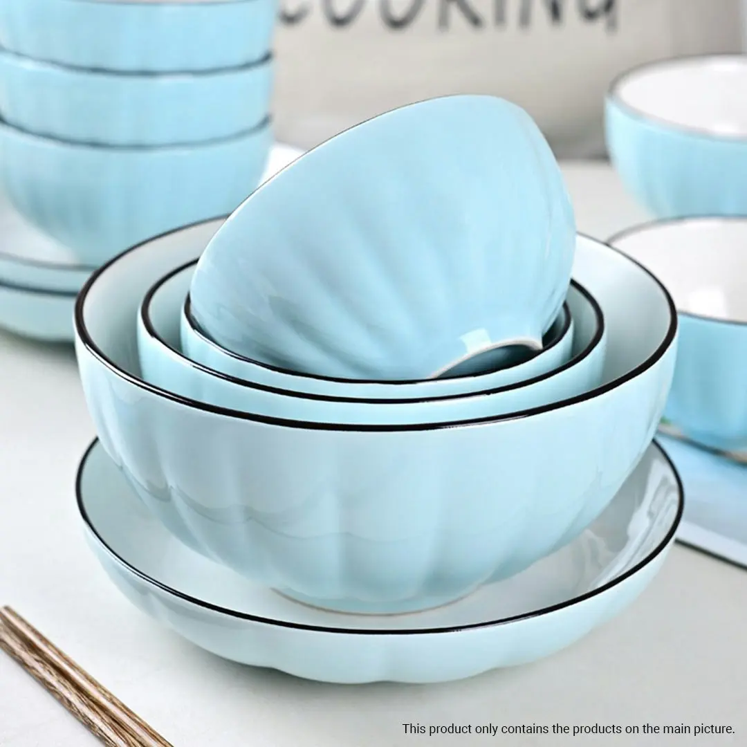 Soga Blue Japanese Style Ceramic Dinnerware Crockery Soup Bowl Plate Server Kitchen Home Decor Set of 9