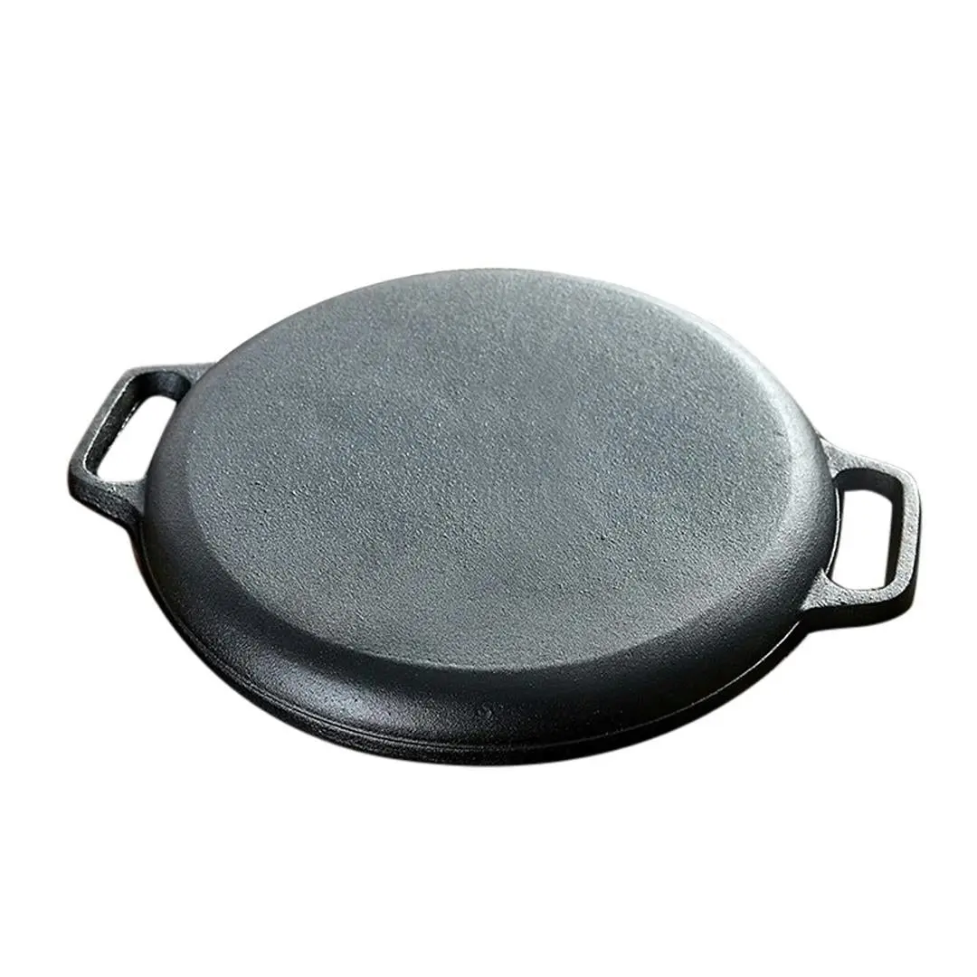 Soga Cast Iron Frying Pan Skillet Coating Steak Sizzle Platter 35cm