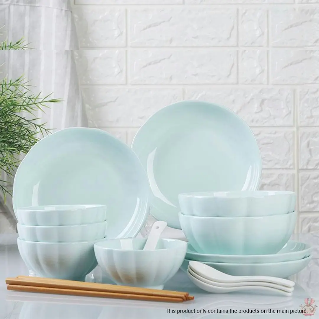 Soga Light Blue Japanese Style Ceramic Dinnerware Crockery Soup Bowl Plate Server Kitchen Home Decor Set of 8