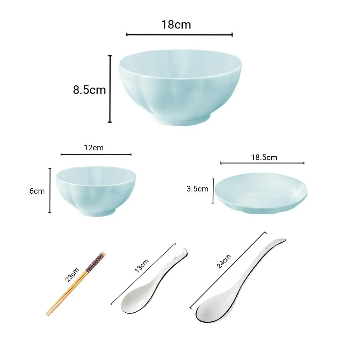 Soga Light Blue Japanese Style Ceramic Dinnerware Crockery Soup Bowl Plate Server Kitchen Home Decor Set of 9