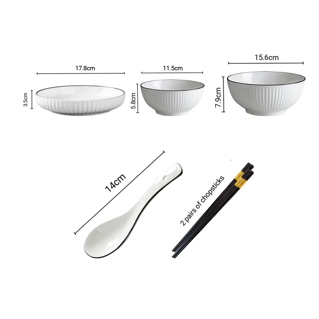 Soga White Japanese Style Ceramic Dinnerware Crockery Soup Bowl Plate Server Kitchen Home Decor Set of 6