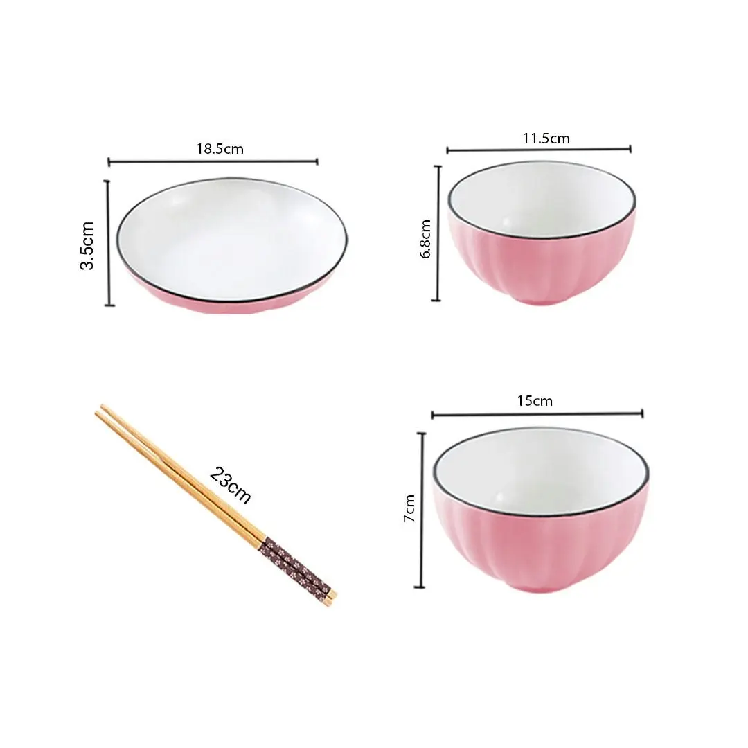 Soga Pink Japanese Style Ceramic Dinnerware Crockery Soup Bowl Plate Server Kitchen Home Decor Set of 12