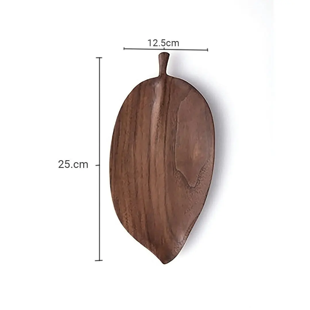 Soga Set of 2 Walnut Leaf Shape Wooden Tray Food Charcuterie Serving Board Paddle Centerpiece Home Decor