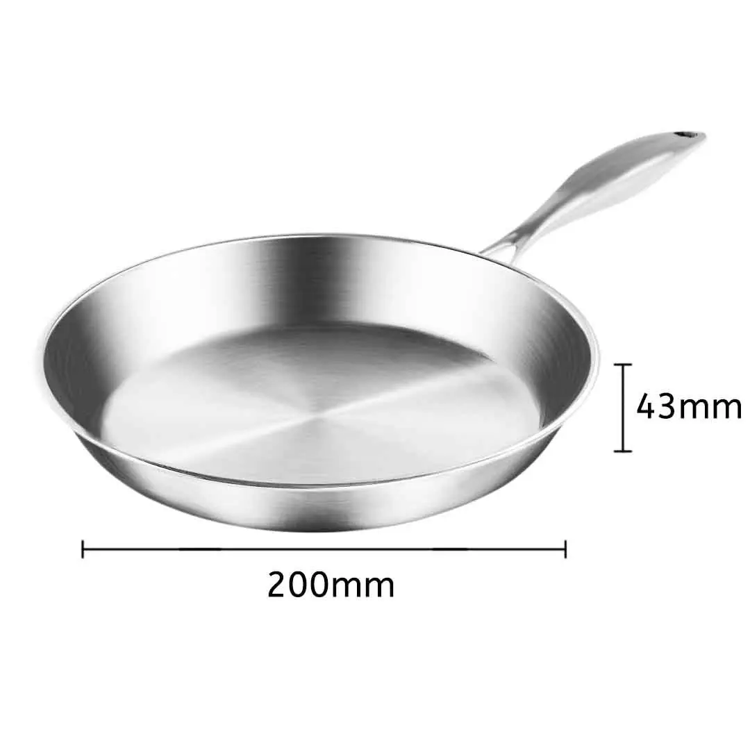 Soga Stainless Steel Fry Pan 20cm Frying Pan Top Grade Induction Cooking FryPan