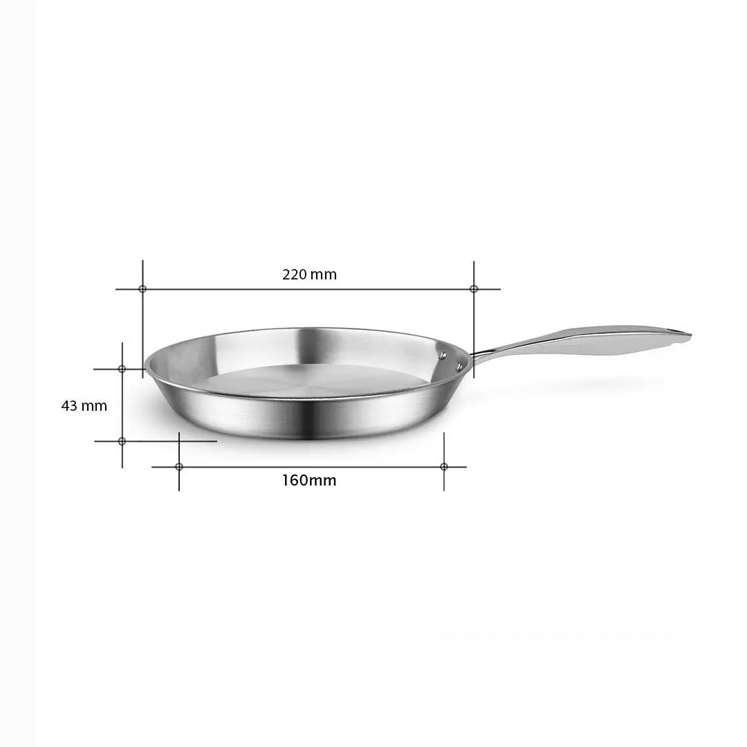 Soga Stainless Steel Fry Pan 22cm Frying Pan Top Grade Induction Cooking FryPan