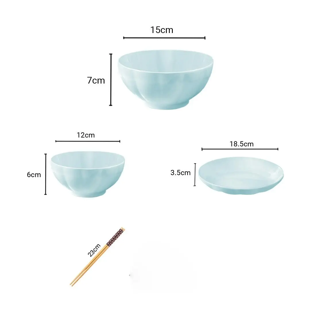 Soga Light Blue Japanese Style Ceramic Dinnerware Crockery Soup Bowl Plate Server Kitchen Home Decor Set of 12