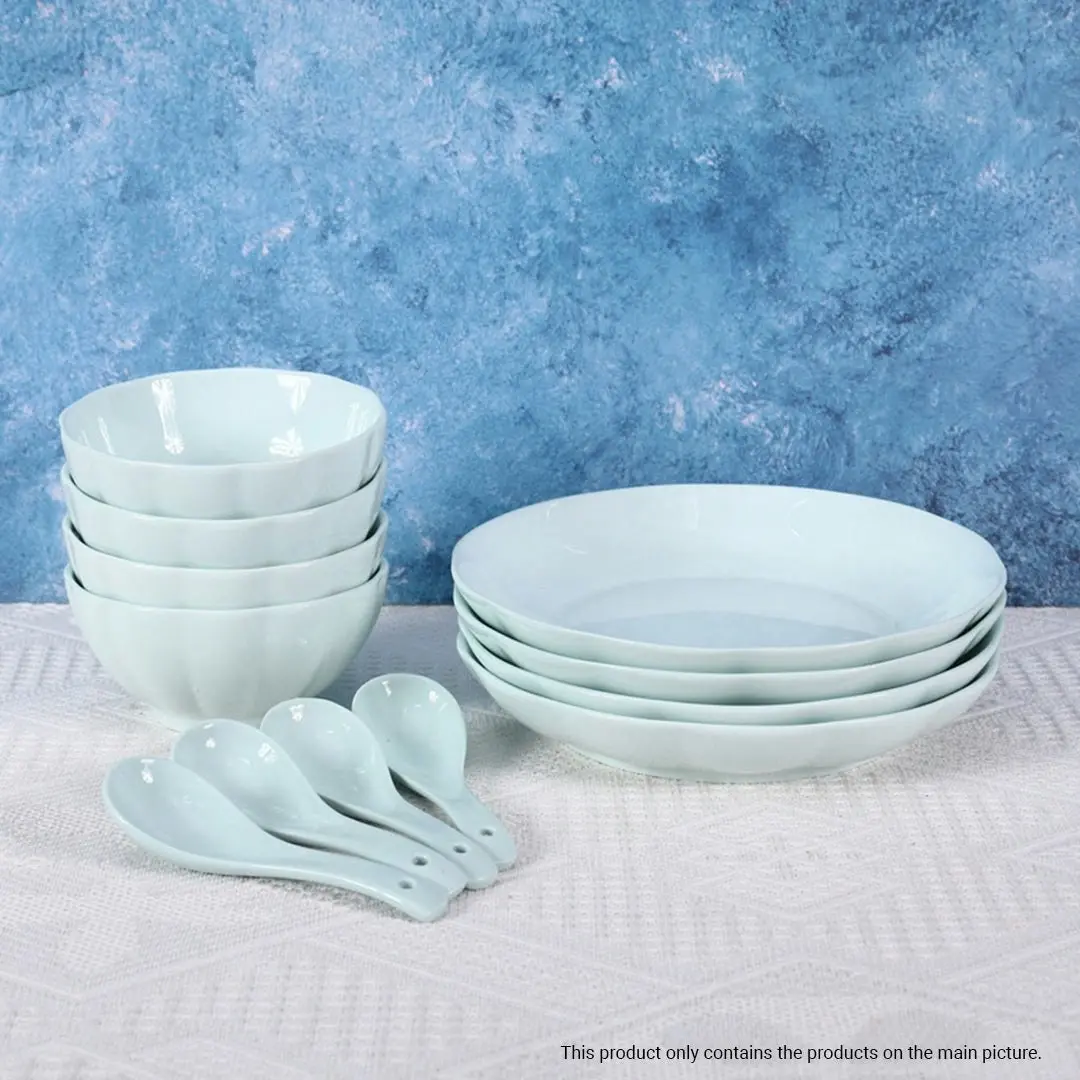 Soga Light Blue Japanese Style Ceramic Dinnerware Crockery Soup Bowl Plate Server Kitchen Home Decor Set of 12