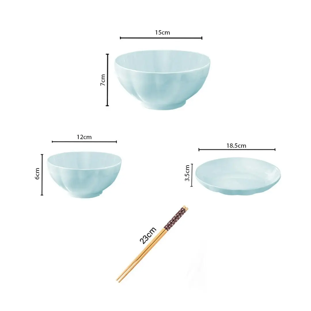 Soga Light Blue Japanese Style Ceramic Dinnerware Crockery Soup Bowl Plate Server Kitchen Home Decor Set of 12