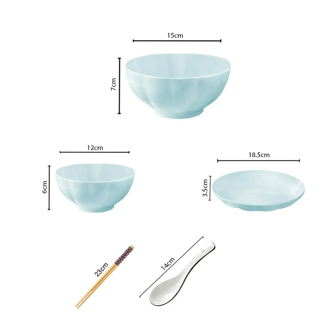 Soga Light Blue Japanese Style Ceramic Dinnerware Crockery Soup Bowl Plate Server Kitchen Home Decor Set of 6