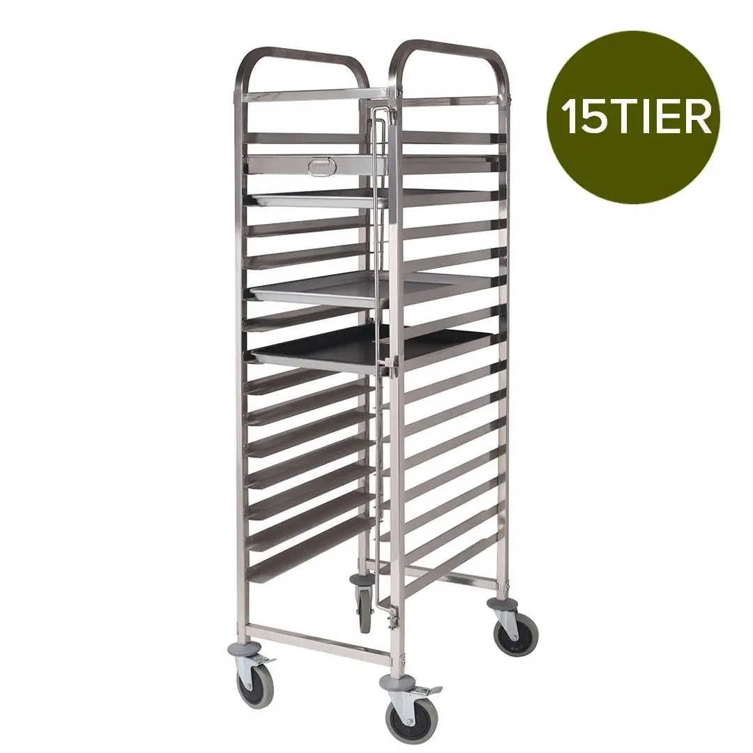 Soga Gastronorm Trolley 15 Tier Stainless Steel Cake Bakery Trolley Suits 60*40cm Tray