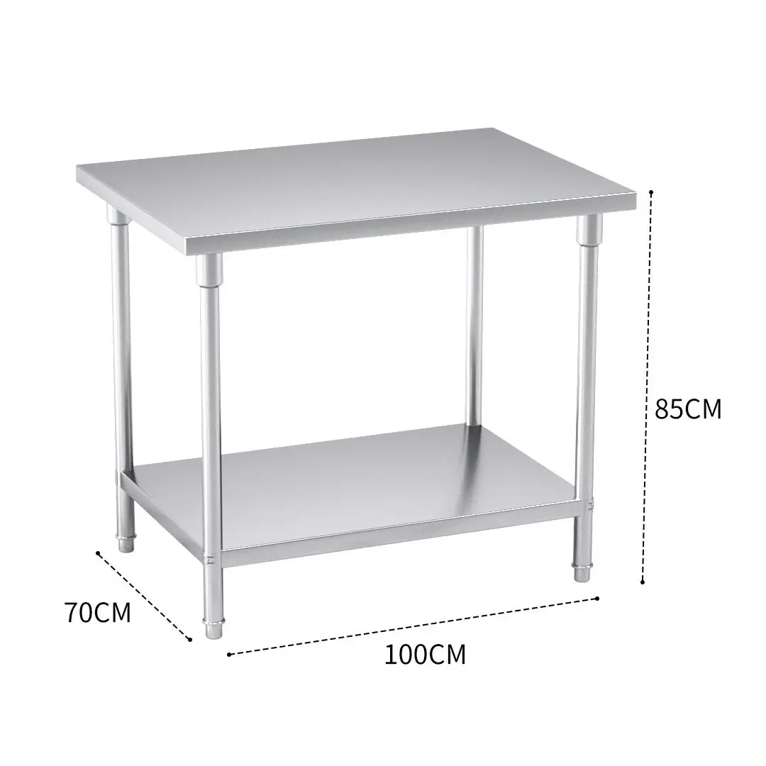 Soga 2-Tier Commercial Catering Kitchen Stainless Steel Prep Work Bench Table 100*70*85cm