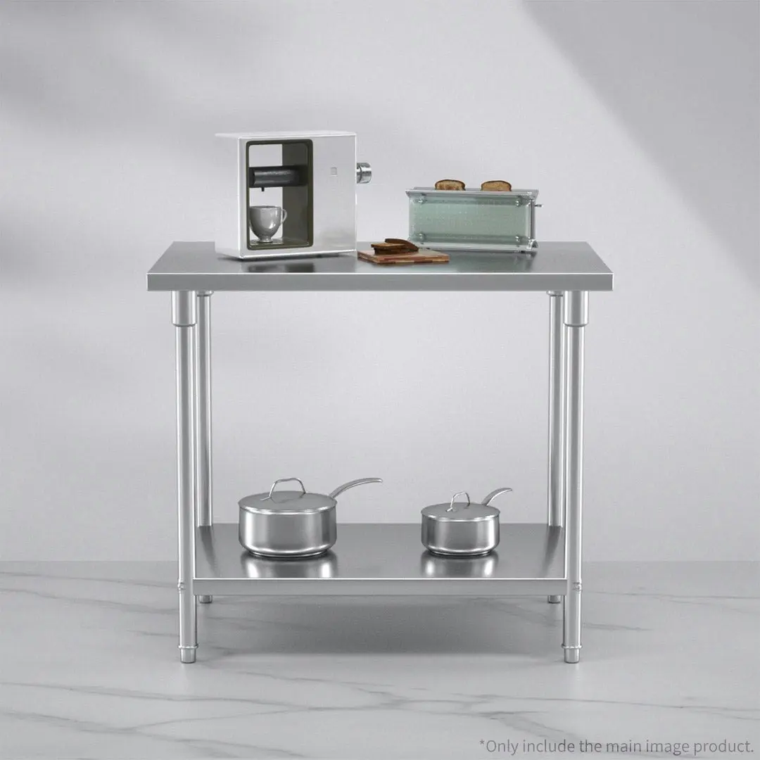 Soga 2-Tier Commercial Catering Kitchen Stainless Steel Prep Work Bench Table 100*70*85cm