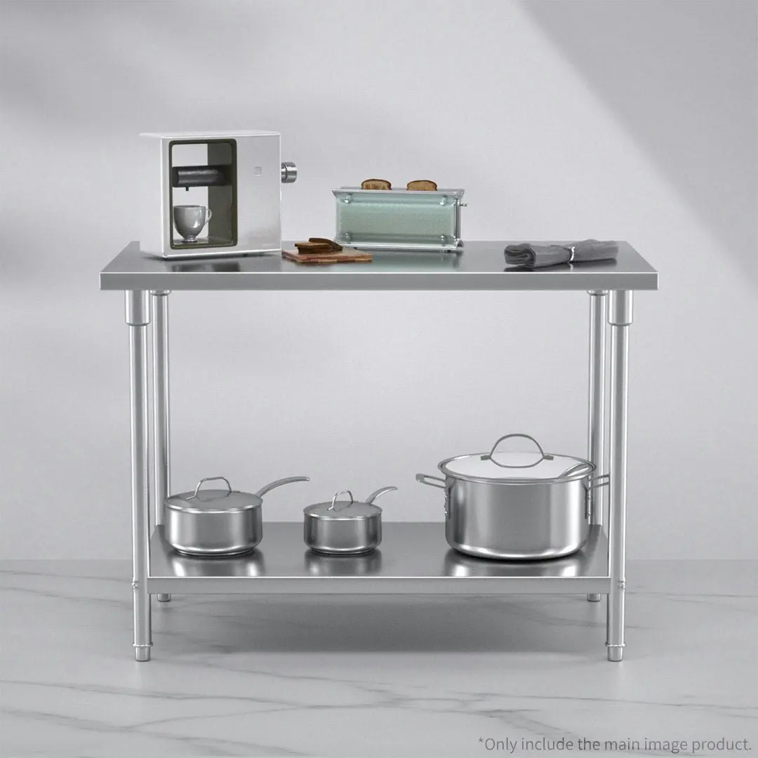 Soga 2-Tier Commercial Catering Kitchen Stainless Steel Prep Work Bench Table 120*70*85cm