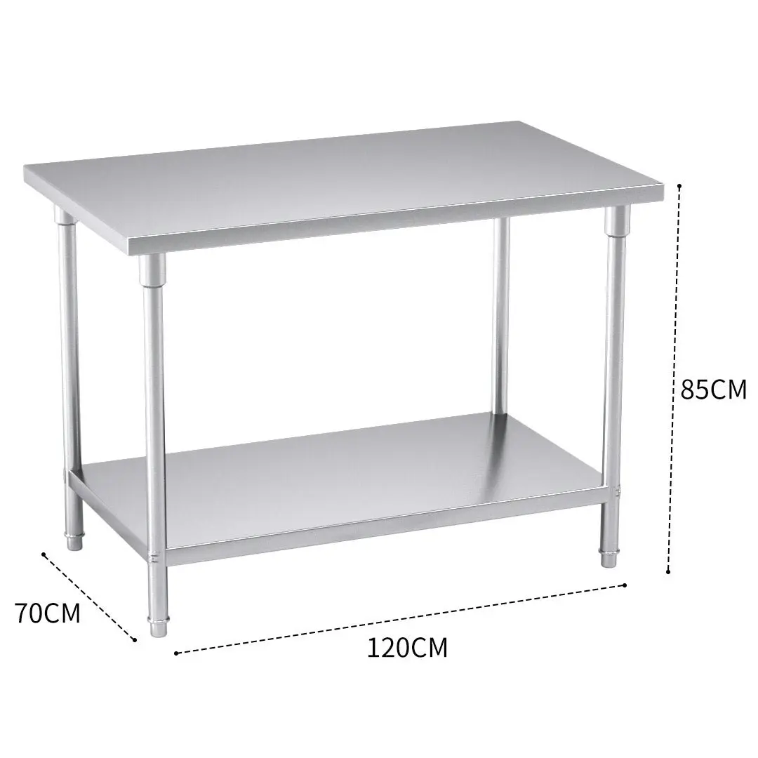 Soga 2-Tier Commercial Catering Kitchen Stainless Steel Prep Work Bench Table 120*70*85cm