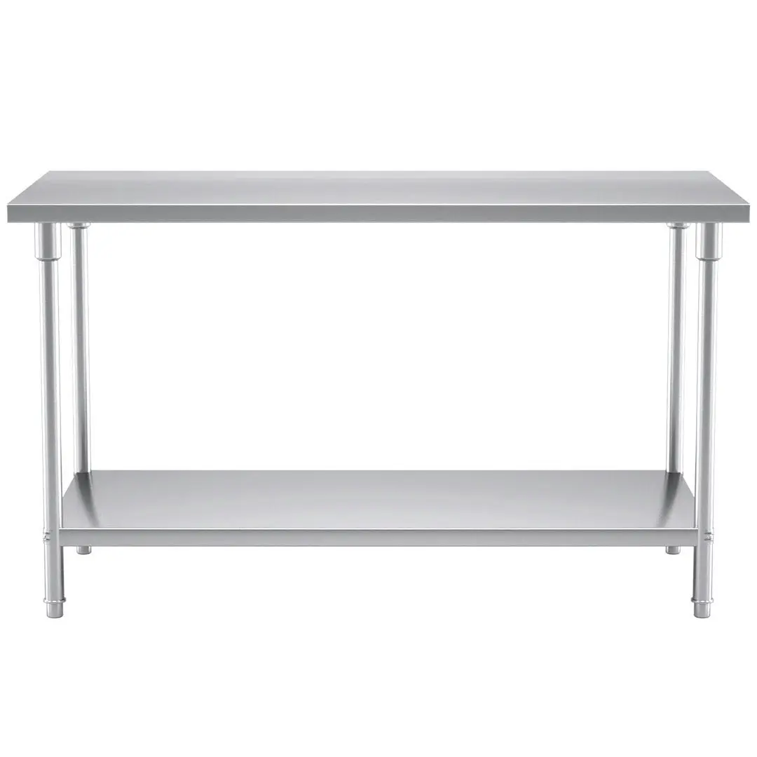 Soga 2-Tier Commercial Catering Kitchen Stainless Steel Prep Work Bench Table 150*70*85cm