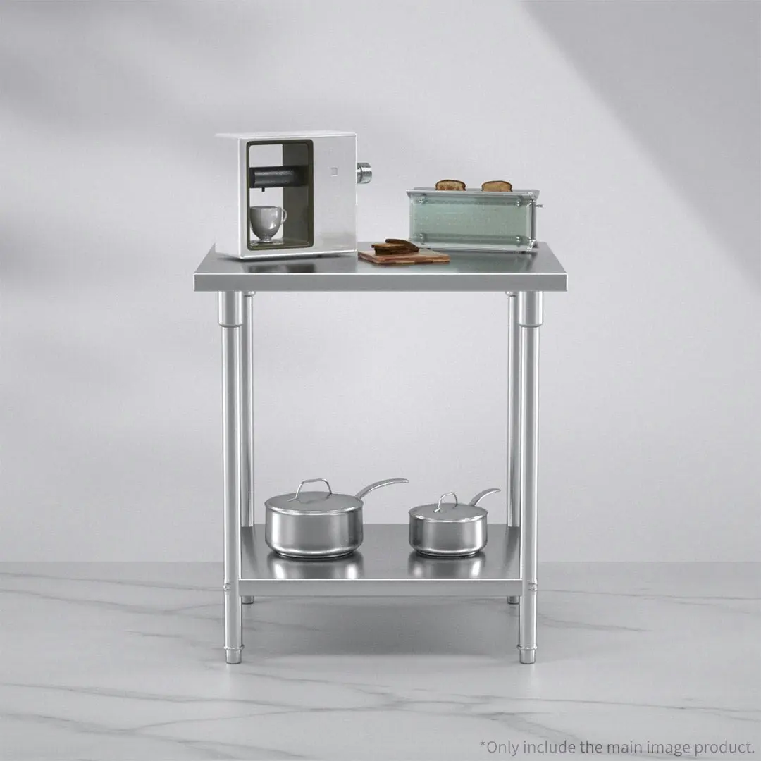 Soga 2-Tier Commercial Catering Kitchen Stainless Steel Prep Work Bench Table 80*70*85cm