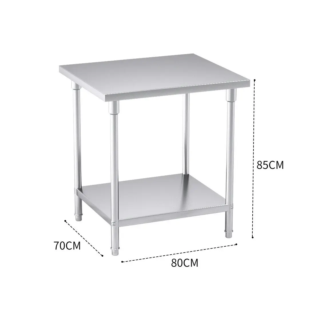 Soga 2-Tier Commercial Catering Kitchen Stainless Steel Prep Work Bench Table 80*70*85cm