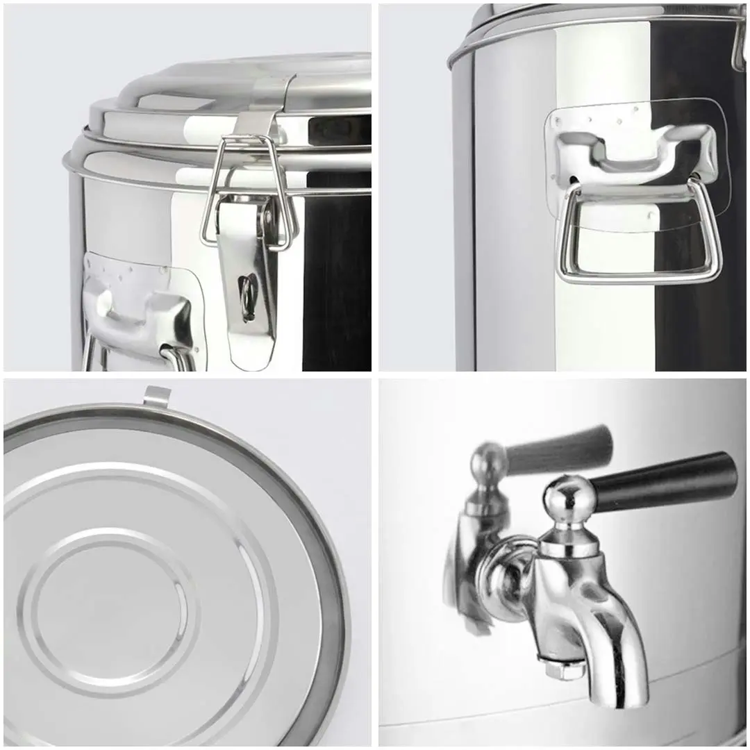 Soga 12L Stainless Steel Stock Pot Insulated Bar Beverage Container Dispenser with Tap