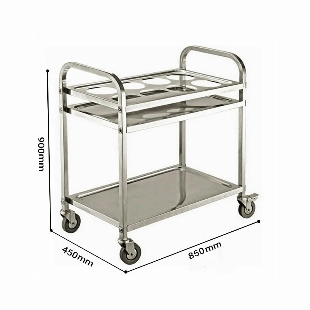 Soga 2 Tier Stainless Steel 8 Compartment Kitchen Seasoning Car Service Trolley Condiment Holder Cart Spice Bowl