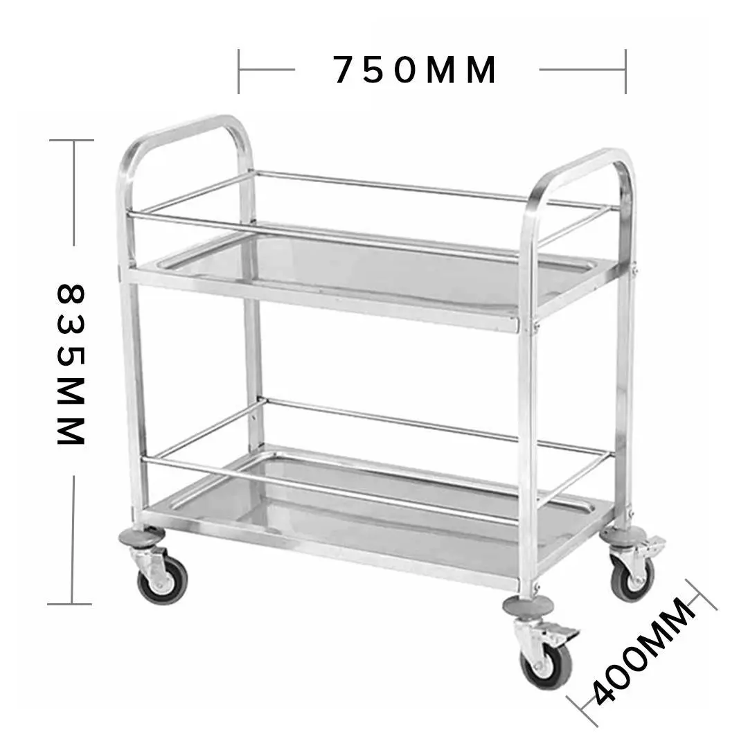 Soga 2 Tier Stainless Steel Drink Wine Food Utility Cart 75x40x84cm Small