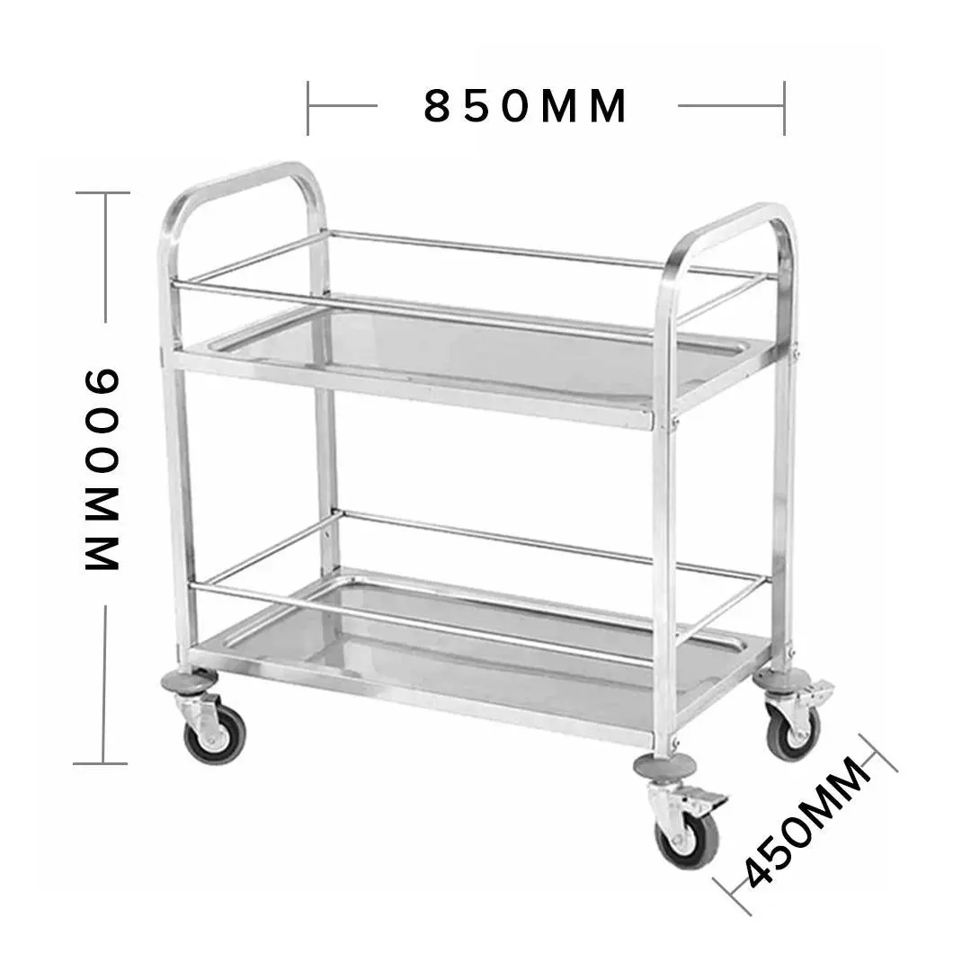 Soga 2 Tier Stainless Steel Drink Wine Food Utility Cart 85x45x90cm Medium