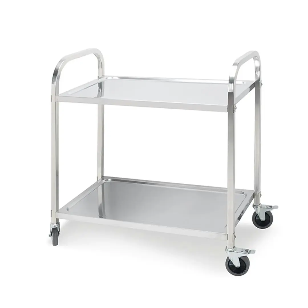 Soga 2 Tier Stainless Steel Kitchen Dining Food Cart Trolley Utility Size 85x45x90cm Medium