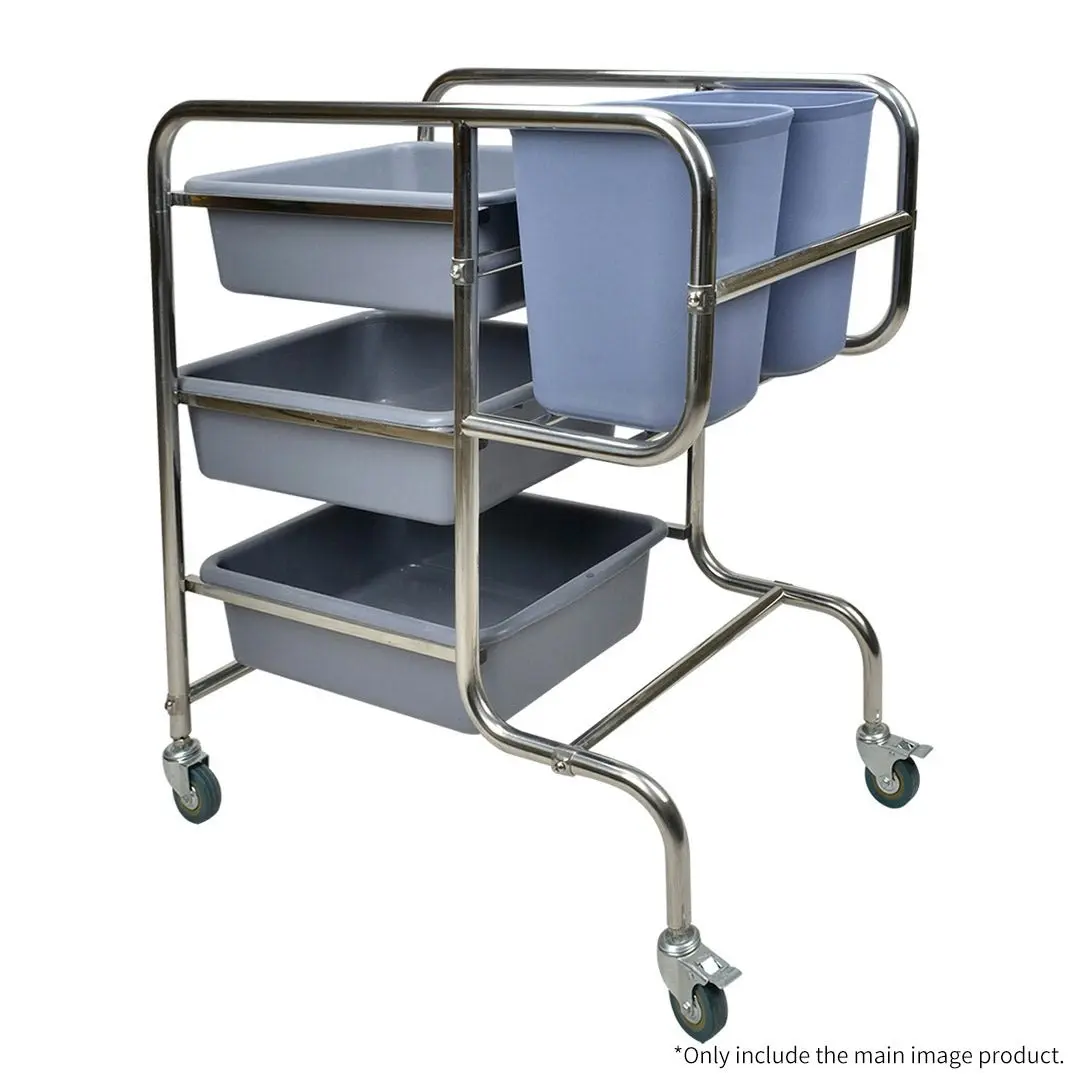 Soga 3 Tier Food Trolley Food Waste Cart Five Buckets Kitchen Food Utility 80x43x89cm Round