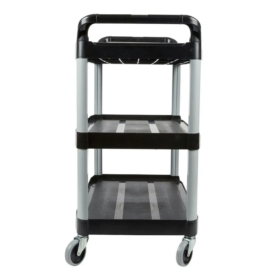 Soga 3 Tier Food Trolley Food Waste Cart Storage Mechanic Kitchen Black 83.5x43x95cm Small