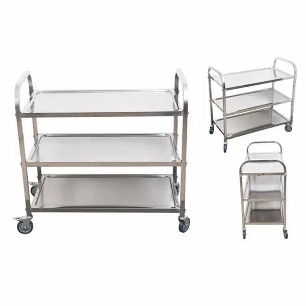 Soga 3 Tier Stainless Steel Kitchen Dinning Food Cart Trolley Utility Round 81x46x85cm Small