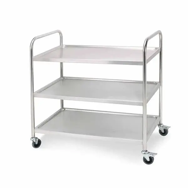 Soga 3 Tier Stainless Steel Kitchen Dinning Food Cart Trolley Utility Round 81x46x85cm Small