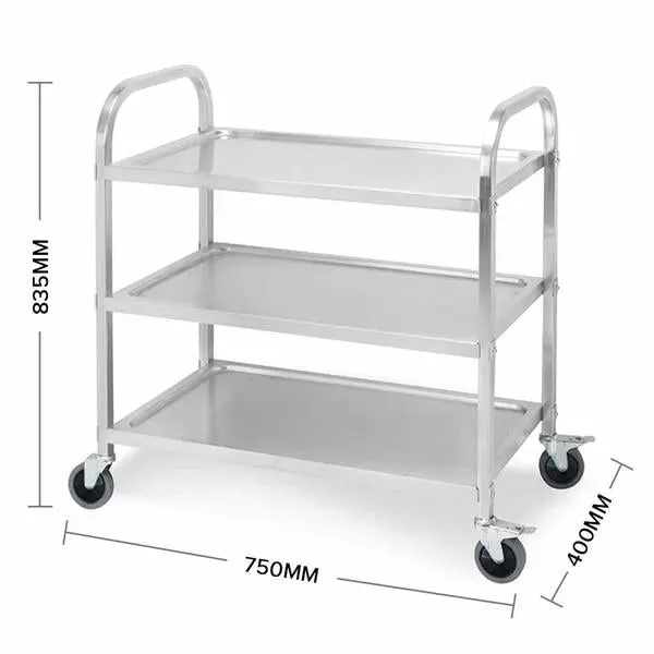 Soga 3 Tier Stainless Steel Kitchen Dinning Food Cart Trolley Utility Size 75x40x83.5cm Small