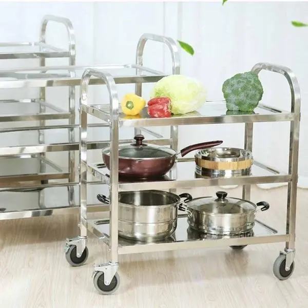 Soga 3 Tier Stainless Steel Kitchen Dinning Food Cart Trolley Utility Size 75x40x83.5cm Small