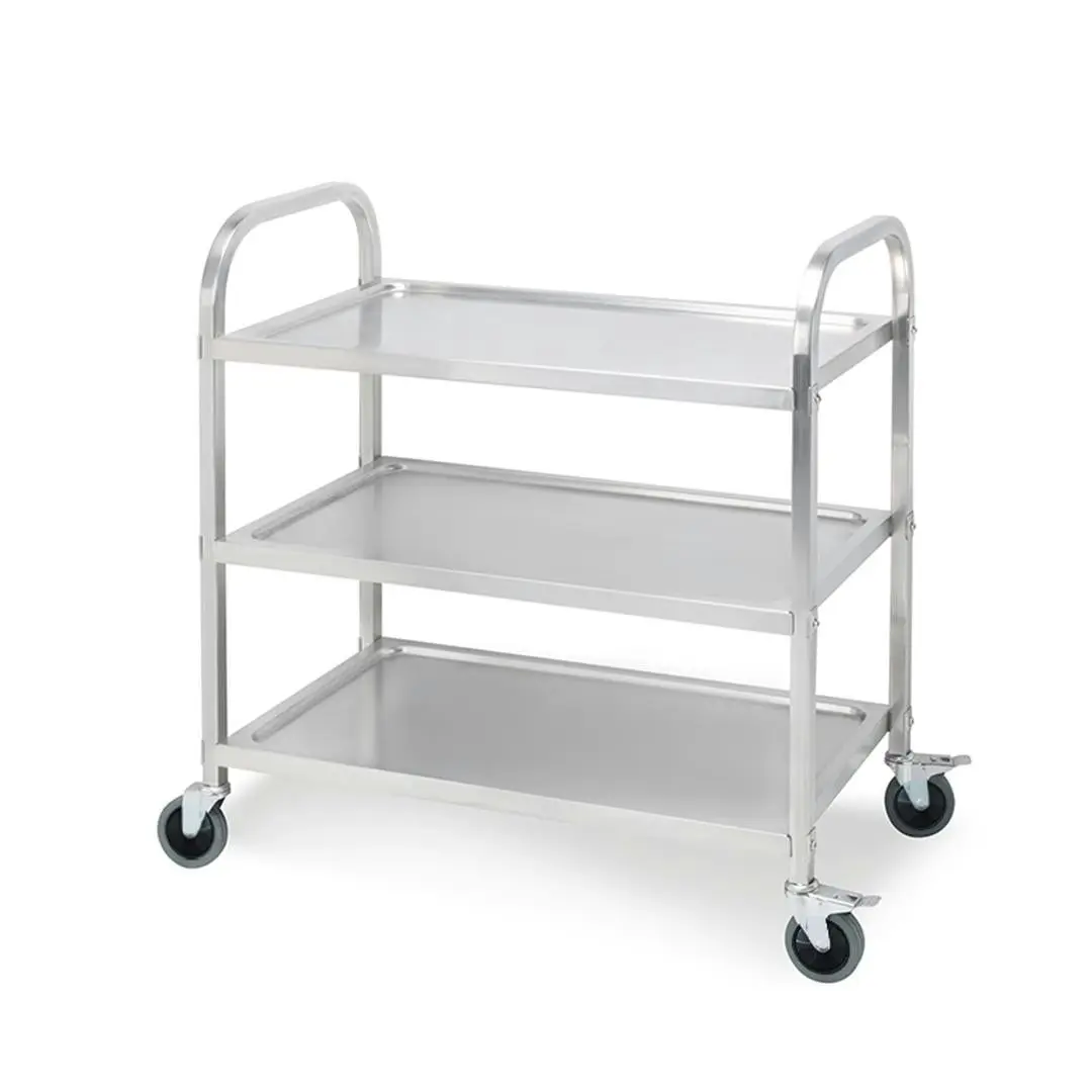 Soga 3 Tier Stainless Steel Kitchen Dinning Food Cart Trolley Utility Size 85x45x90cm Medium