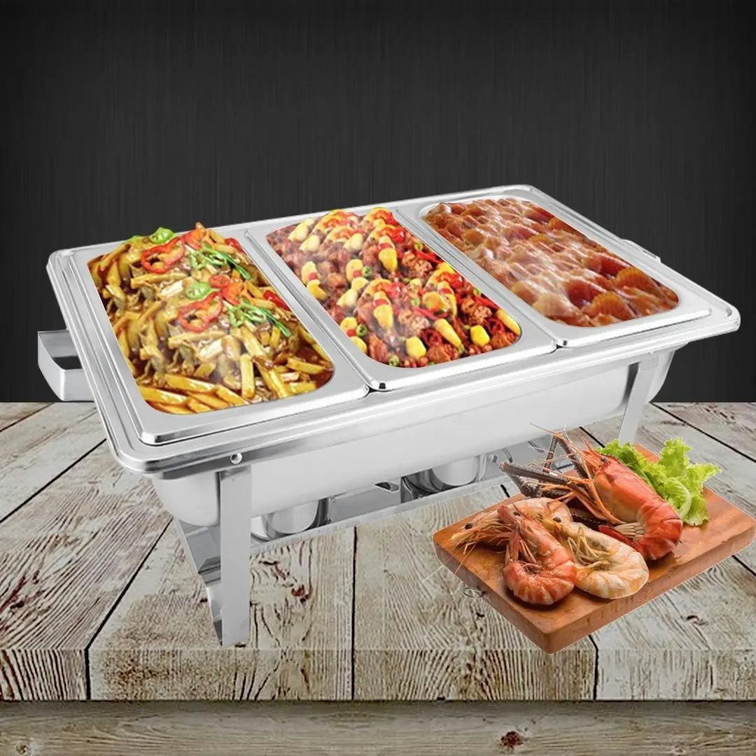 Soga 3L Triple Tray Stainless Steel Chafing Food Warmer Catering Dish