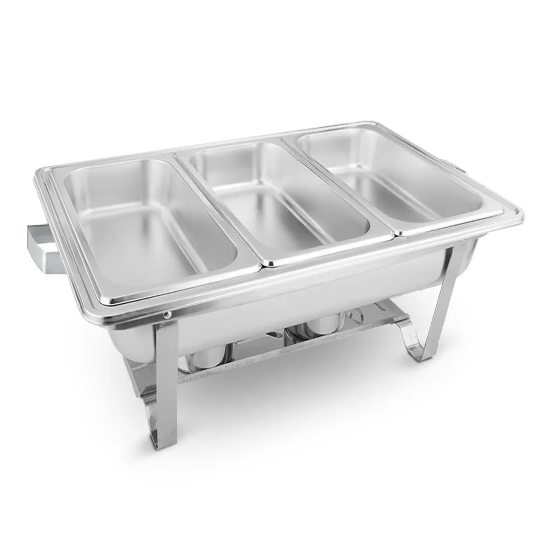 Soga 3L Triple Tray Stainless Steel Chafing Food Warmer Catering Dish