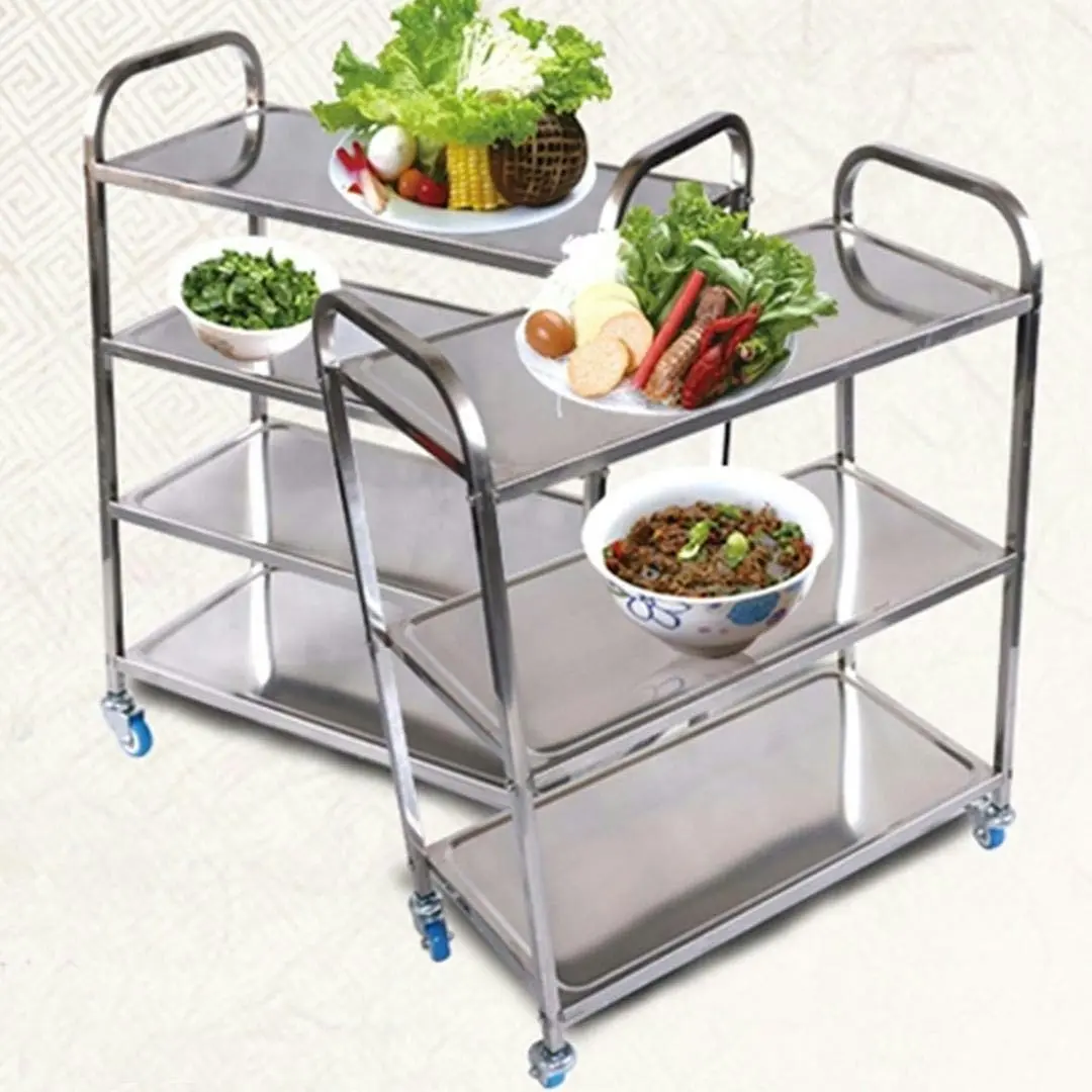 Soga 4 Tier Stainless Steel Kitchen Dining Food Cart Trolley Utility 950x500x1220