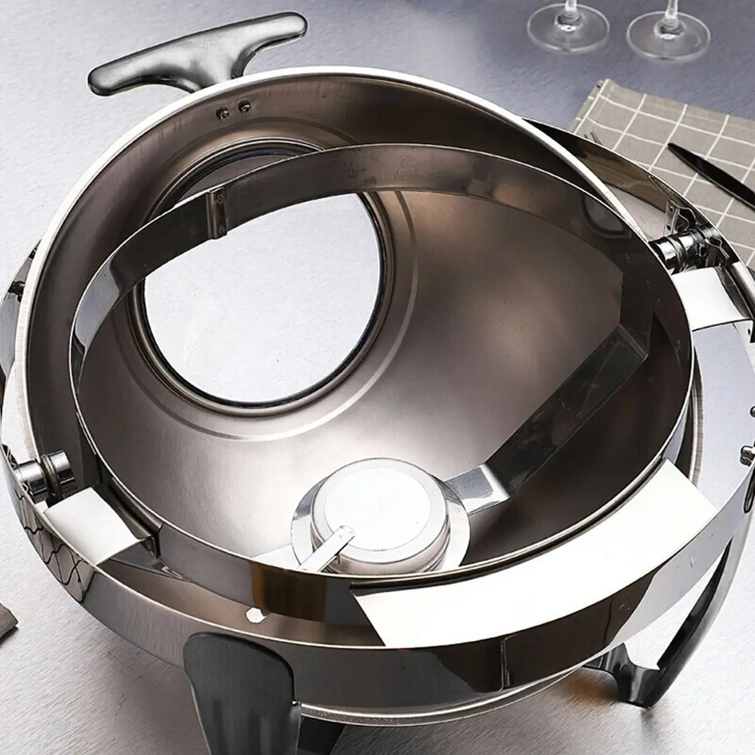 Soga 6.5L Stainless Steel Round Soup Tureen Bowl Station Roll Top Buffet Chafing Dish Catering Chafer Food Warmer Server