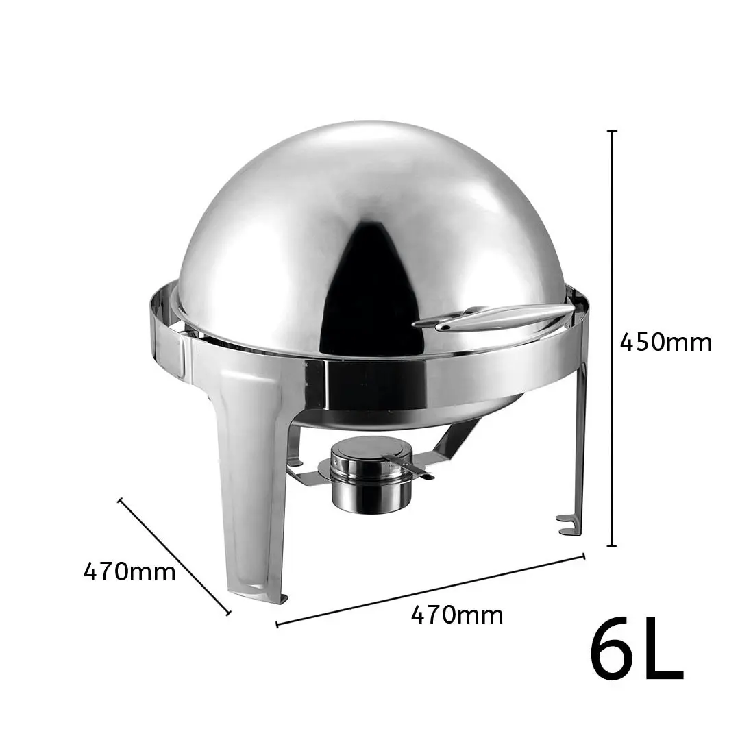 Soga 6L Stainless Steel Chafing Food Warmer Catering Dish Round Roll Top