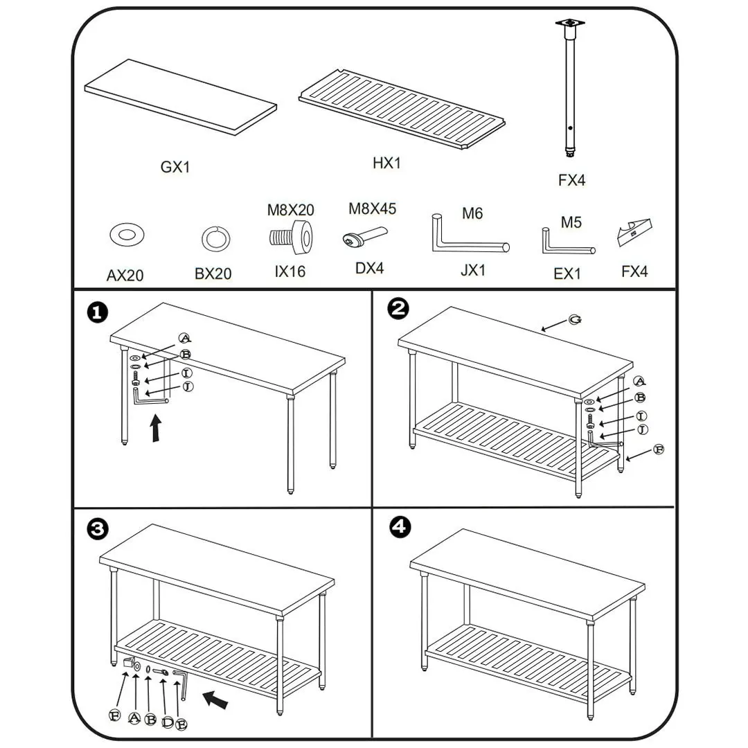 Soga Commercial Catering Kitchen Stainless Steel Prep Work Bench Table 100*70*85cm