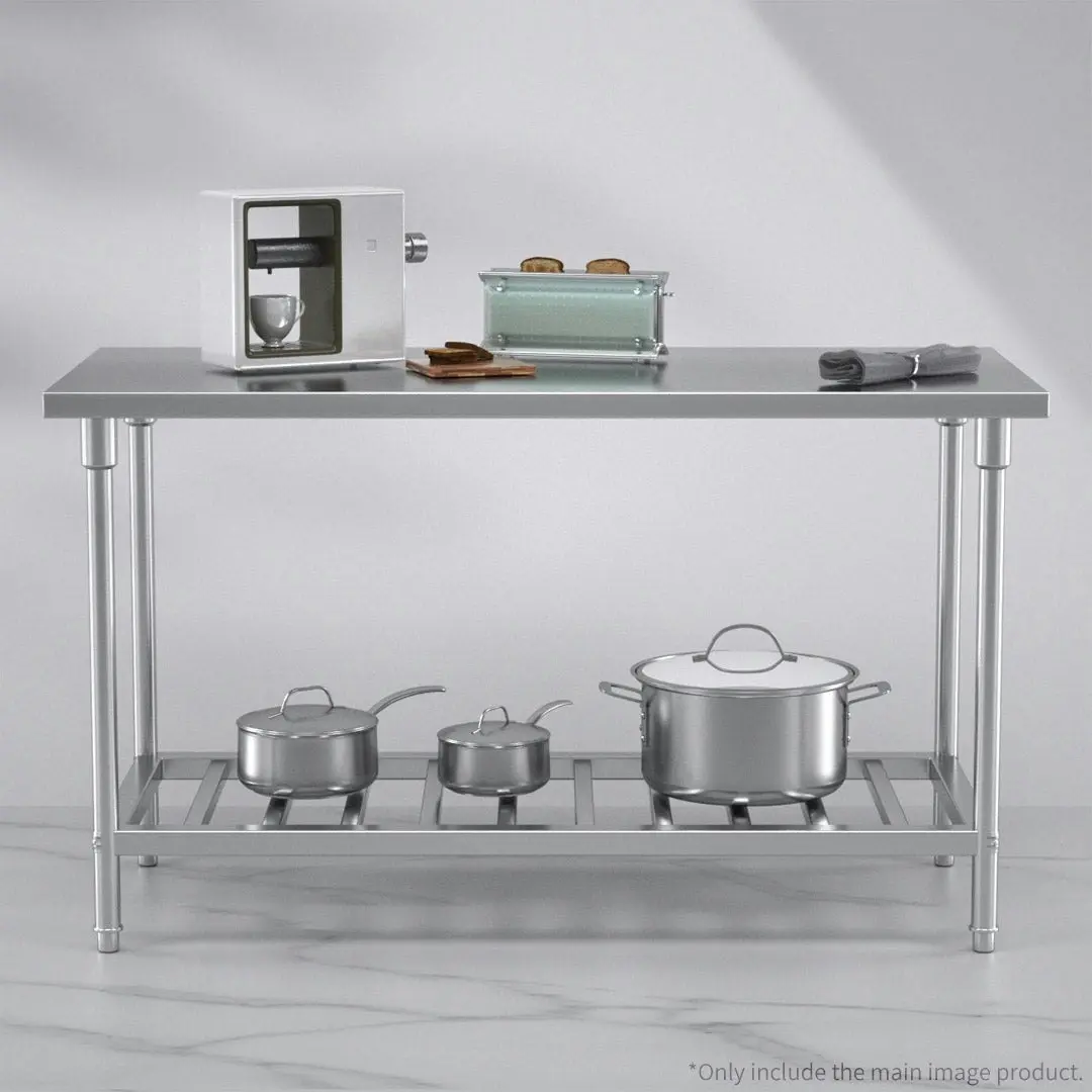 Soga Commercial Catering Kitchen Stainless Steel Prep Work Bench Table 150*70*85cm