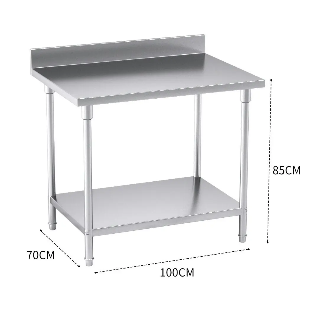 Soga Commercial Catering Kitchen Stainless Steel Prep Work Bench Table with Back-splash 100*70*85cm