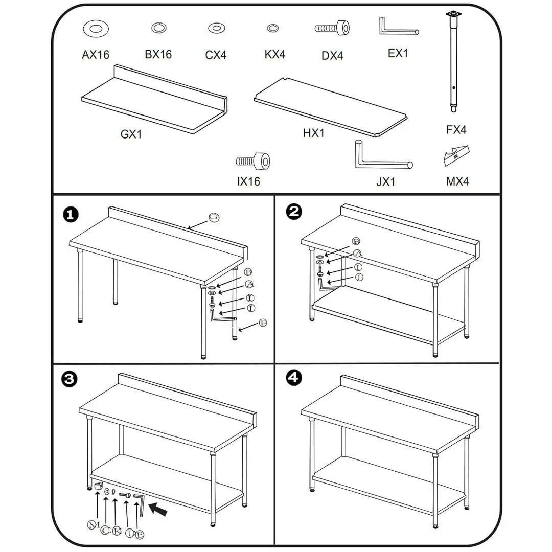 Soga Commercial Catering Kitchen Stainless Steel Prep Work Bench Table with Back-splash 100*70*85cm