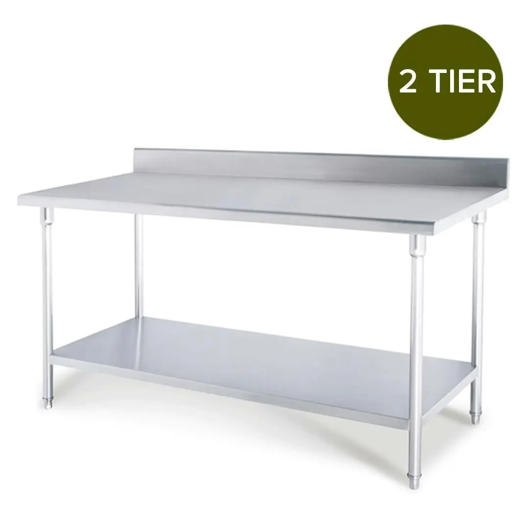 Soga Commercial Catering Kitchen Stainless Steel Prep Work Bench Table with Back-splash 100*70*85cm