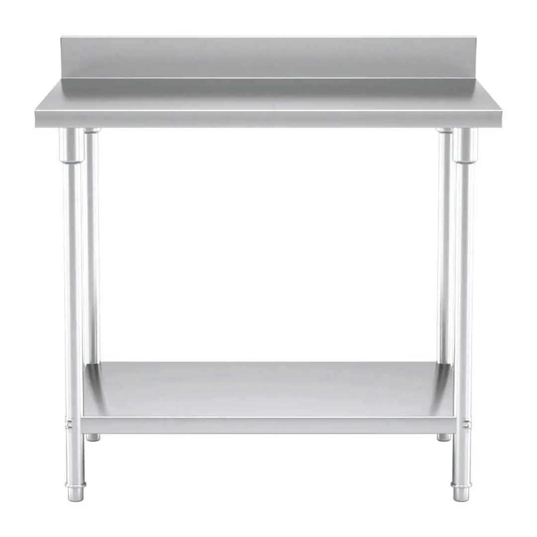 Soga Commercial Catering Kitchen Stainless Steel Prep Work Bench Table with Back-splash 100*70*85cm