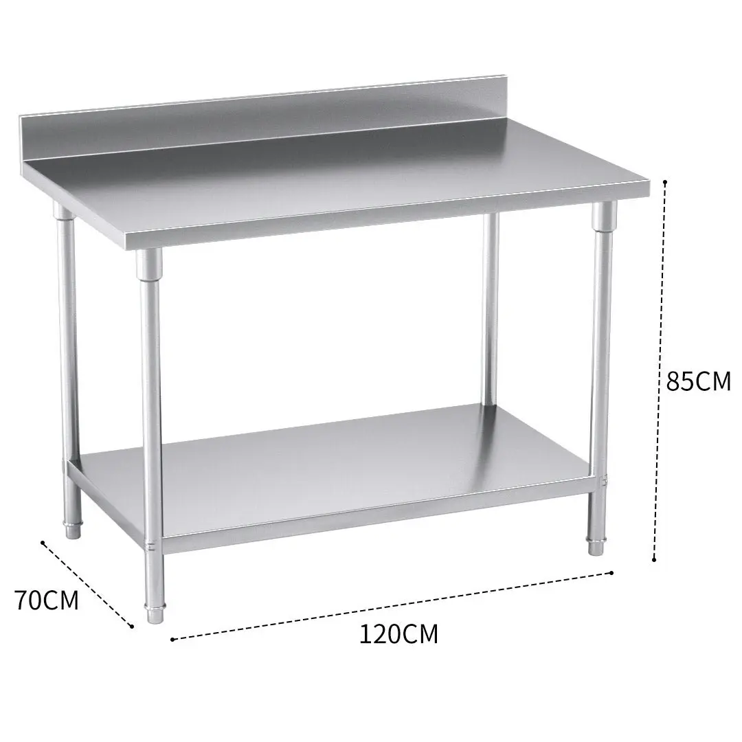 Soga Commercial Catering Kitchen Stainless Steel Prep Work Bench Table with Back-splash 120*70*85cm