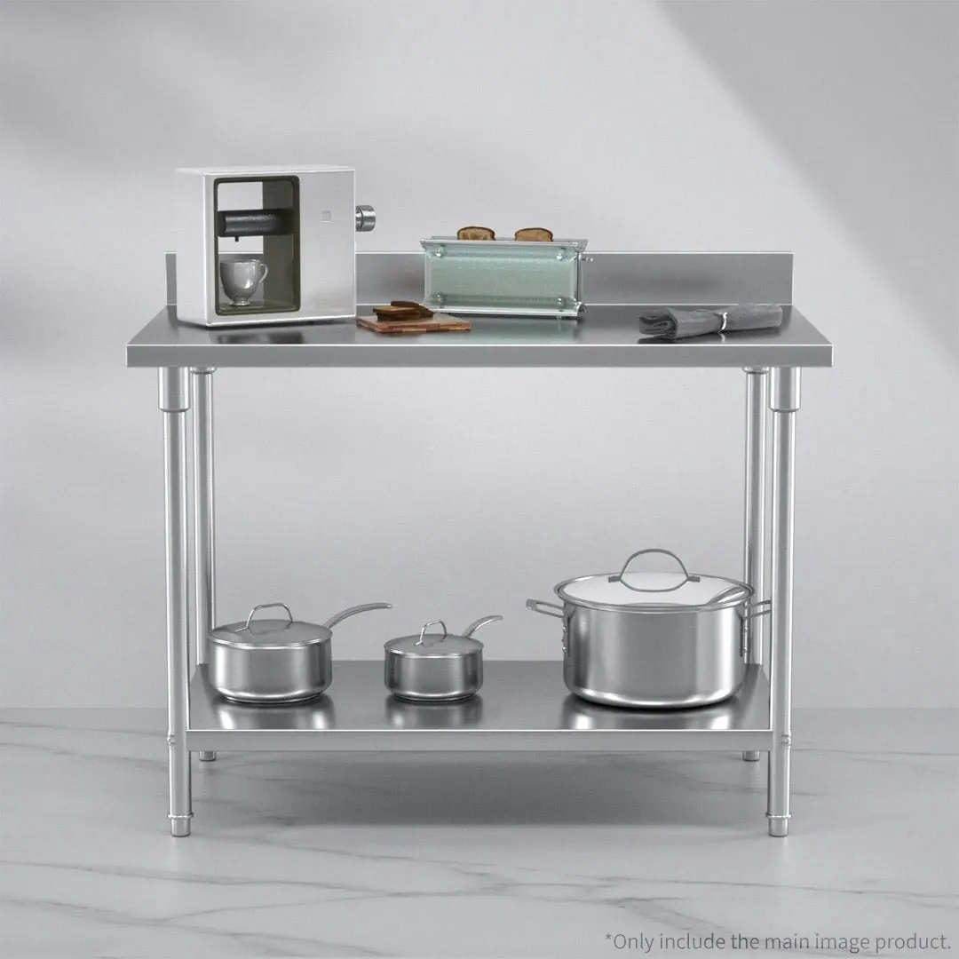 Soga Commercial Catering Kitchen Stainless Steel Prep Work Bench Table with Back-splash 120*70*85cm