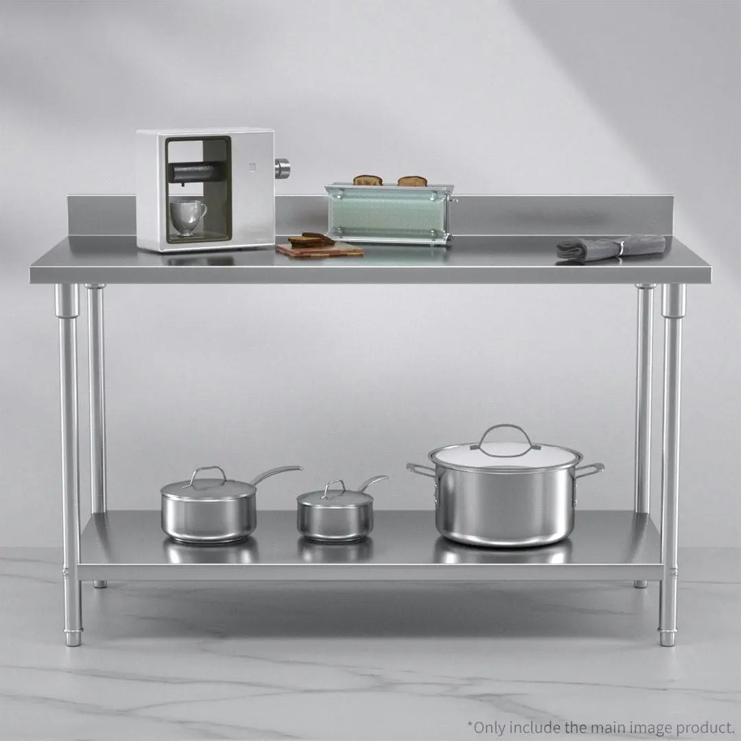 Soga Commercial Catering Kitchen Stainless Steel Prep Work Bench Table with Back-splash 150*70*85cm