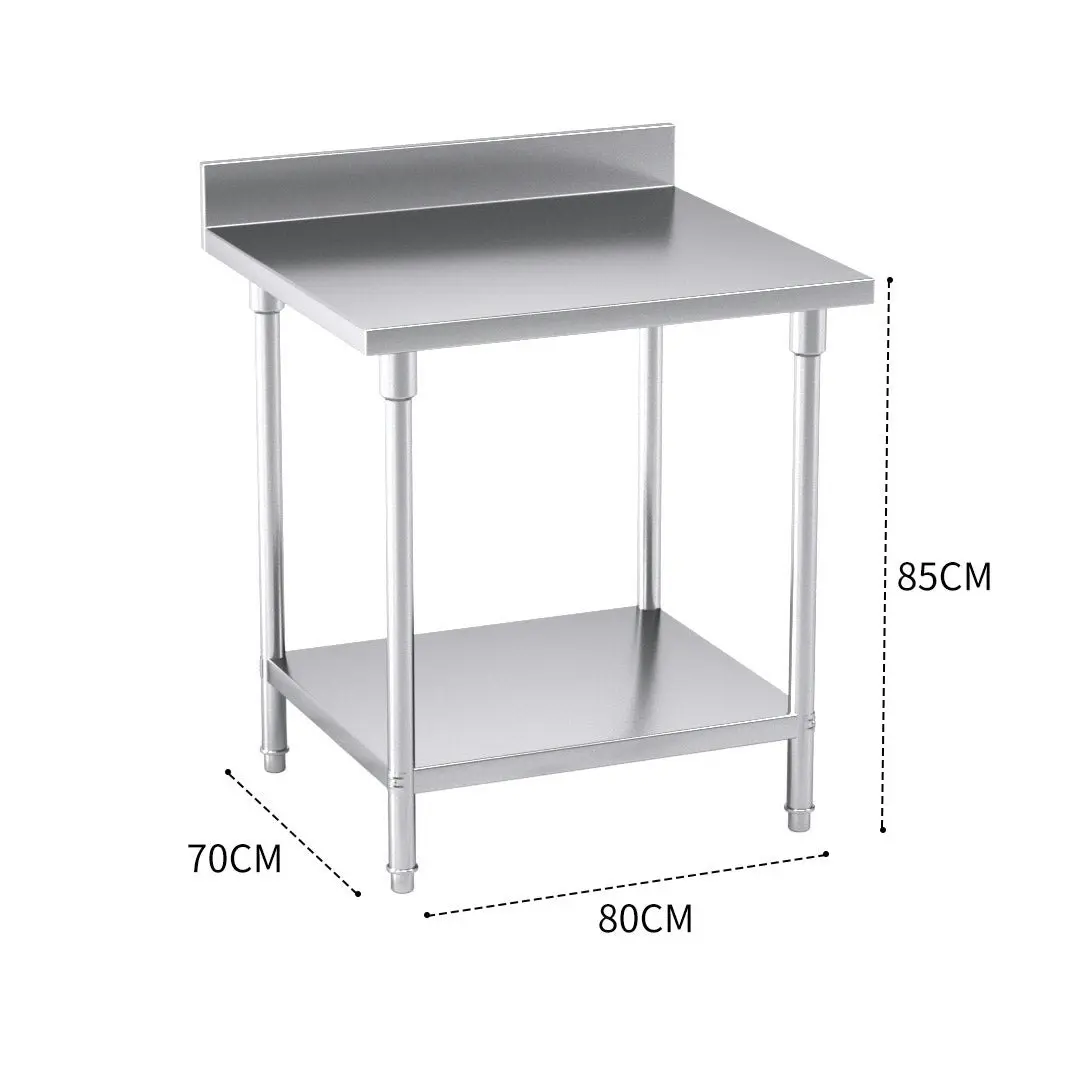 Soga Commercial Catering Kitchen Stainless Steel Prep Work Bench Table with Back-splash 80*70*85cm